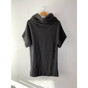 The Color Mustard Cashmere Cowl Neck Short Sleeve Sweater Grey Medium Oversized